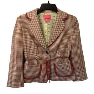 phoebe couture Pink Cream Herringbone Tie Button Blazer Size 4